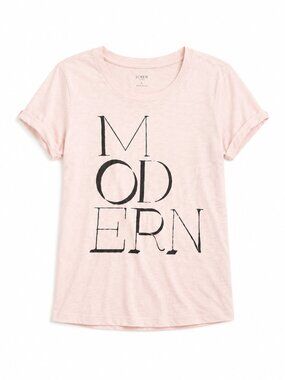 J.Crew Modern Graphic Tee | Blush Pink Graphic T-Shirt | Soft Cotton | Size S/M
